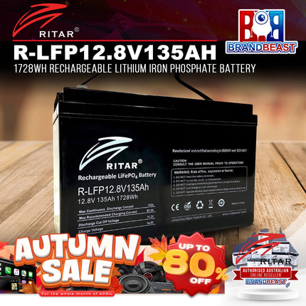 Ritar R-LFP12.8V135AH 1728wh Rechargeable Lithium Iron Phosphate Battery
