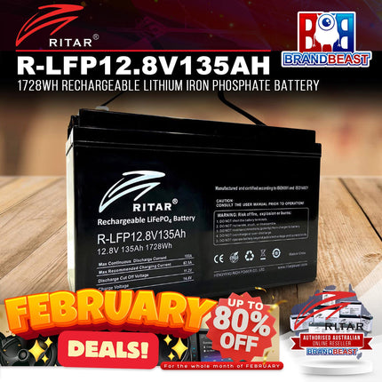 Ritar R-LFP12.8V135AH 1728wh Rechargeable Lithium Iron Phosphate Battery