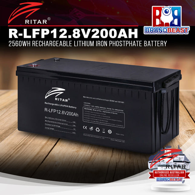 Ritar R-LFP12.8V200AH 2560Wh Rechargeable Lithium Iron Phosphate Battery