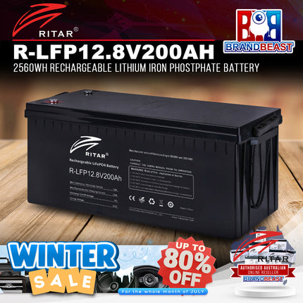 Ritar R-LFP12.8V200AH 2560Wh Rechargeable Lithium Iron Phosphate Battery