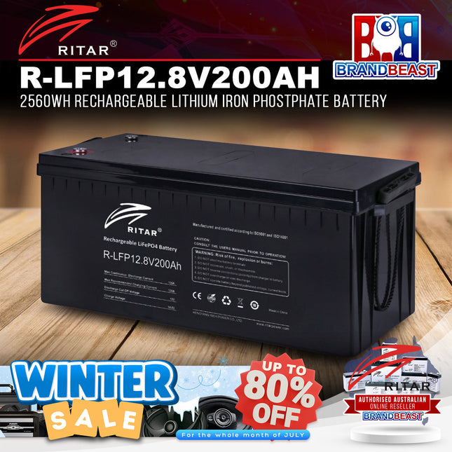 Ritar R-LFP12.8V200AH 2560Wh Rechargeable Lithium Iron Phosphate Battery