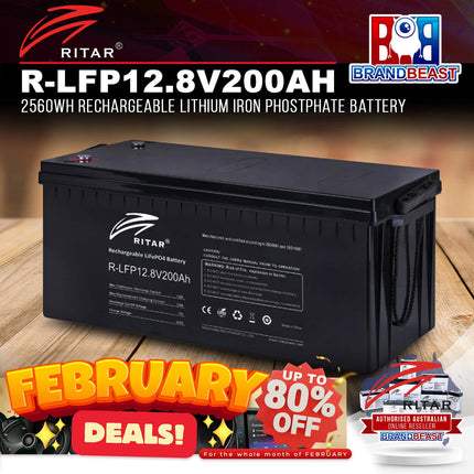 Ritar R-LFP12.8V200AH 2560Wh Rechargeable Lithium Iron Phosphate Battery