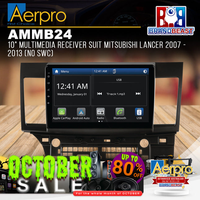 Aerpro AMMB24 10" Multimedia Receiver Suit Mitsubishi Lancer 2007 - 2013