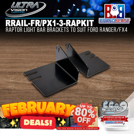 Ultra Vision Lighting RRAIL-FR/PX1-3-RAPKIT Raptor Light Bar Brackets to suit Ford Ranger/FX4