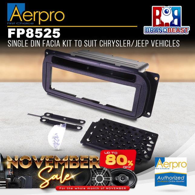 Aerpro FP8525 Single DIN ISO Black Facia Kit Suit Chrysler/Jeep Various Models