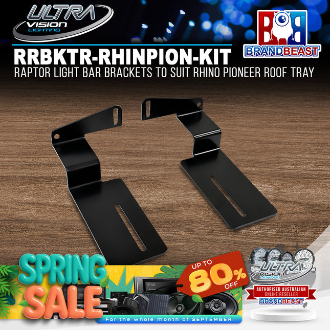 Ultra Vision Lighting RRBKTR-RHINPION-KIT Raptor Light Bar Brackets to suit Rhino Pioneer Roof Tray