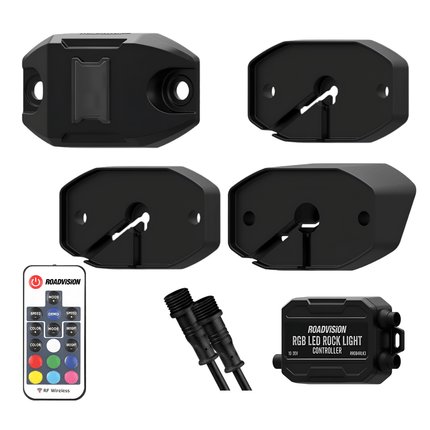 Roadvision RRGB4RLK3 RGB LED Rock Light Kit 4 Lights with Controller
