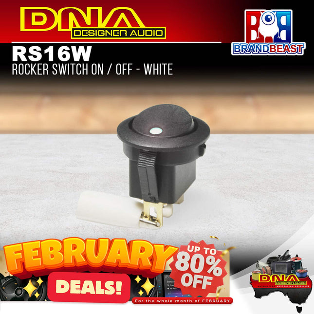 DNA RS16W 12 Volt Off/On Rocker Switch - White LED