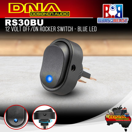 DNA RS30BU 12 Volt Off/On Rocker Switch - Blue LED