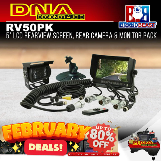 DNA RV50PK 5&quot; 3-Channel LCD Rearview Screen &amp; CCD Camera Pack