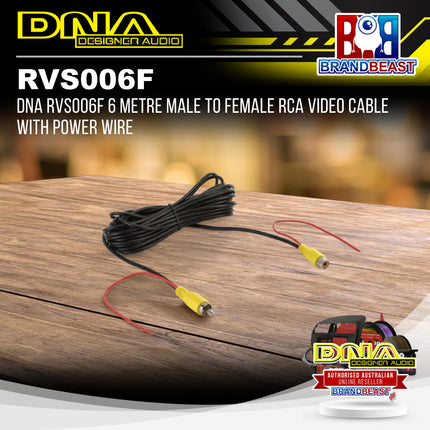 DNA RVS006F 6 Metre Male to Female RCA Video Cable with Power Wire