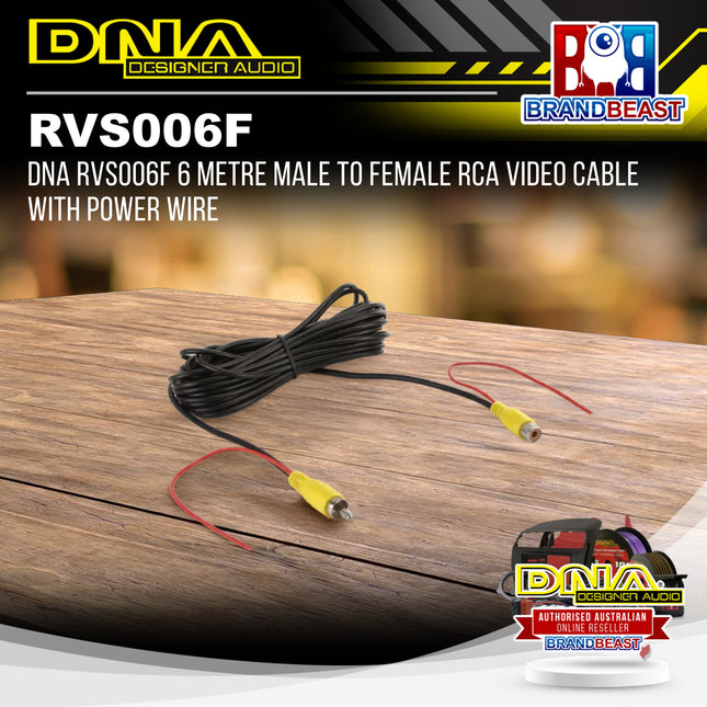 DNA RVS006F 6 Metre Male to Female RCA Video Cable with Power Wire