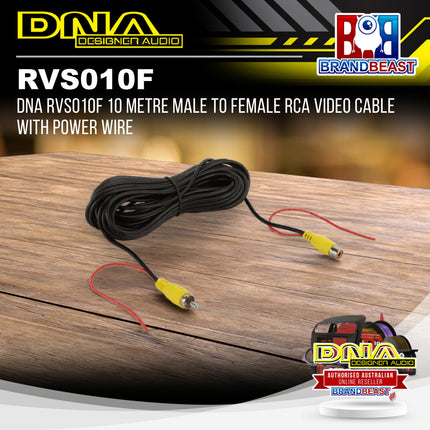 DNA RVS010F 10 Metre Male to Female RCA Video Cable with Power Wire