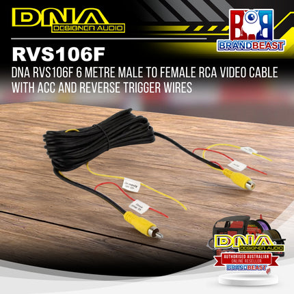 DNA RVS106F 6 Metre Male to Female RCA Video Cable with ACC and Reverse Trigger Wires