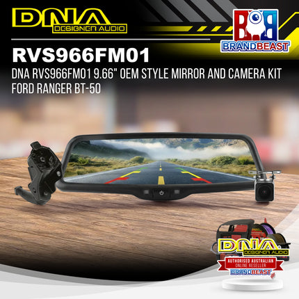 DNA RVS966FM01 9.66" OEM Style Mirror and Camera Kit Ford Ranger BT-50
