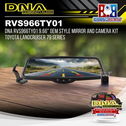 DNA RVS966TY01 9.66" OEM Style Mirror and Camera Kit Toyota Landcruiser 79 Series