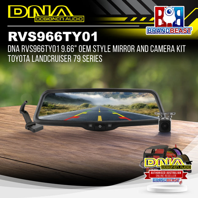 DNA RVS966TY01 9.66" OEM Style Mirror and Camera Kit Toyota Landcruiser 79 Series