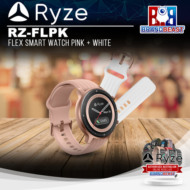 Ryze RZ-FLPK Flex Smart Watch Pink + White