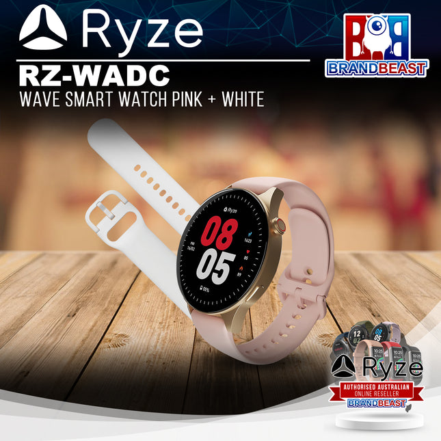 Ryze RZ-WADC Wave Smart Watch Pink + White