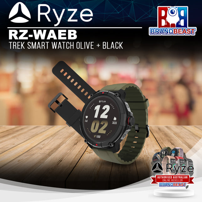 Ryze RZ-WAEB Trek Smart Watch Olive + Black