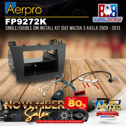 Aerpro FP9272K Single/Double DIN Black Install Kit For Mazda 3 Axela 2009 - 2013
