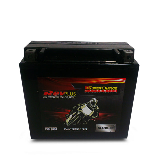 RevPLUS STX20L-BS Heavy-Duty Dry Charged Motorcycle Battery (12V, 18Ah)