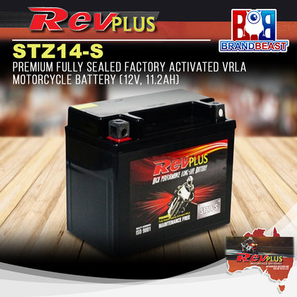 RevPLUS STZ14-S Premium Activated VRLA Motorcycle Battery (12V, 11.2Ah)