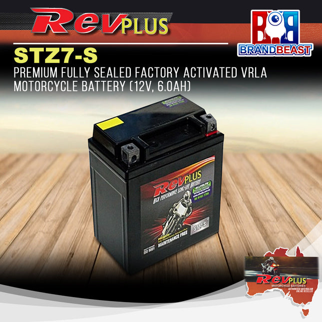 RevPLUS STZ7-S Premium Activated VRLA Motorcycle Battery (12V, 6.0Ah)