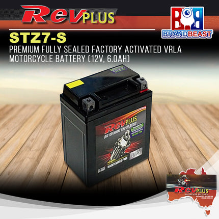 RevPLUS STZ7-S Premium Activated VRLA Motorcycle Battery (12V, 6.0Ah)