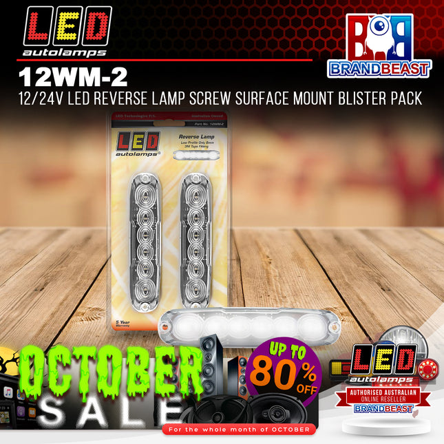 LED Autolamps 12WM-2 12/24V LED Reverse Lamp Screw Surface Mount Blister Pack