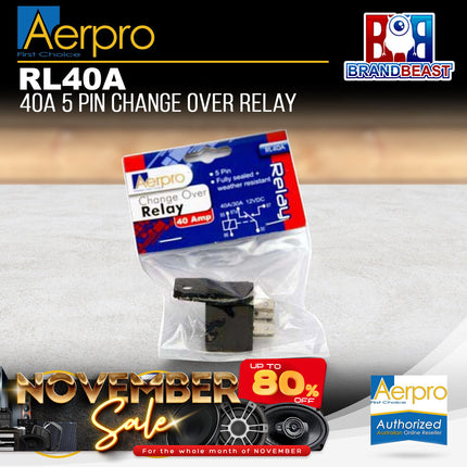 Aerpro RL40A 40A 5 Pin Change Over Relay
