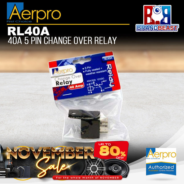 Aerpro RL40A 40A 5 Pin Change Over Relay