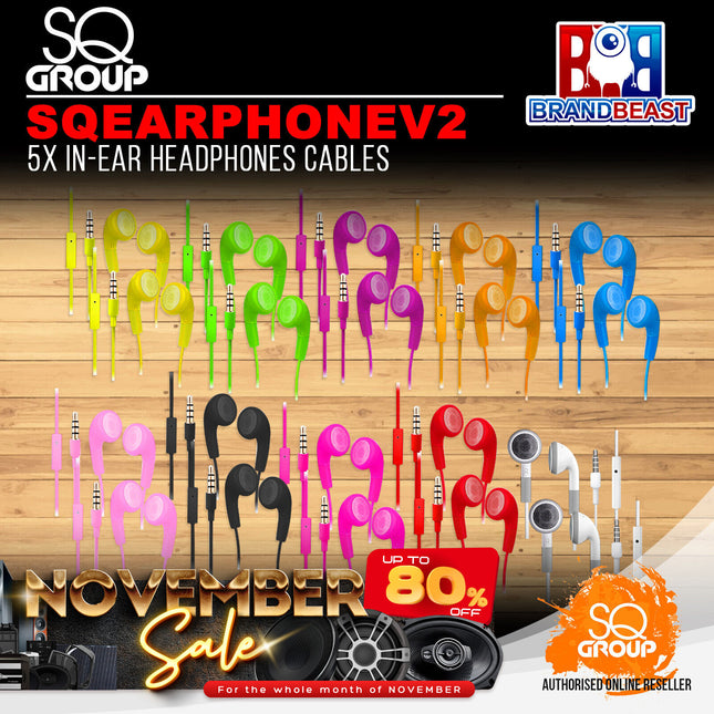 SQ Group SQEARPHONEV2 5x In-Ear Headphones Cables