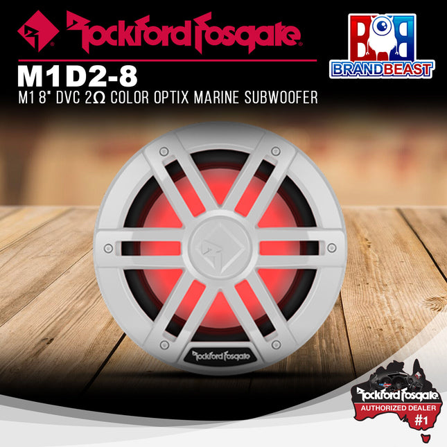 Rockford Fosgate M1D2-8 M1 8" DVC 2Œ© Color Optix Marine Subwoofer
