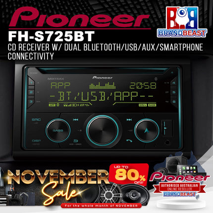 Pioneer FH-S725BT CD Receiver w/ Dual Bluetooth/USB/AUX/Smartphone Connectivity