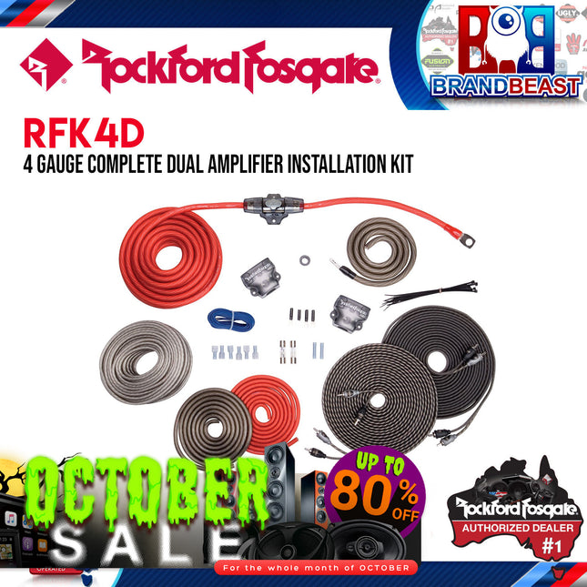 Rockford Fosgate RFK4D 4 AWG Complete Dual Amp Installation Kit