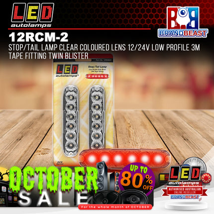 LED Autolamps 12RCM-2 Stop/Tail Lamp Clear Coloured Lens 12/24V Low Profile 3M