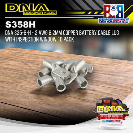 DNA S35-8-H - 2 AWG 8.2mm Copper Battery Cable Lug With Inspection Window 10 Pack