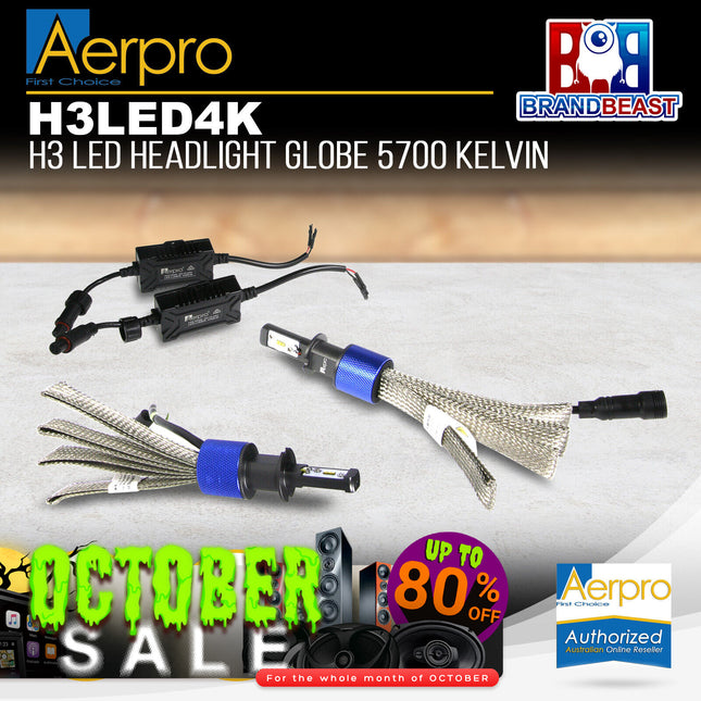 Aerpro H3Led4K H3 Led Headlight Globe 5700 Kelvin