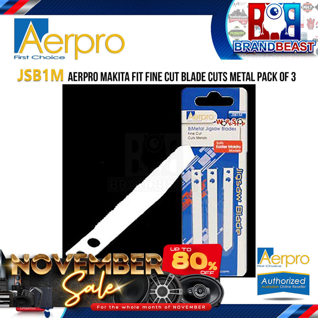 Aerpro JSB1M Makita Fit Fine Cut Blade Cut Metal Pack Of 3