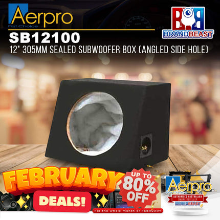 Aerpro SB12100 12" 305mm Sealed Subwoofer Box (Angled Side Hole)