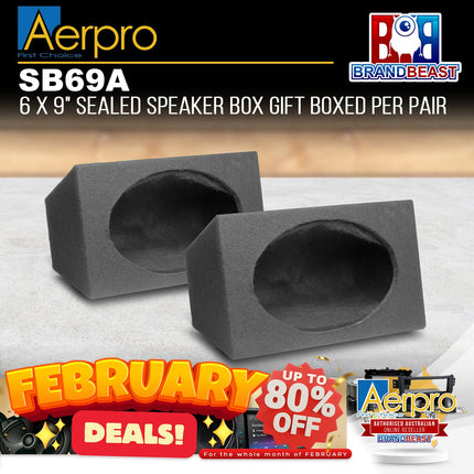 Aerpro SB69A Sealed Enclosure 6 x 9" Speaker Box - Gift Boxed Per Pair