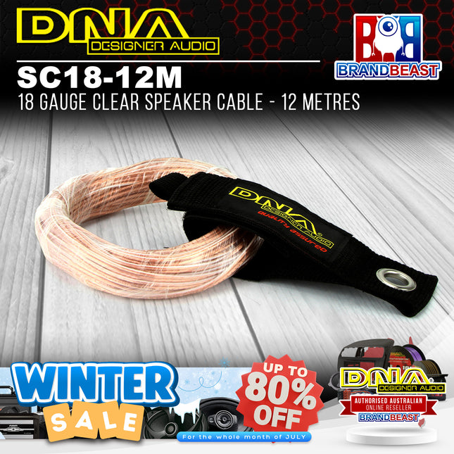 DNA SC18-12M 18 Gauge Clear Speaker Cable - 12 Metres