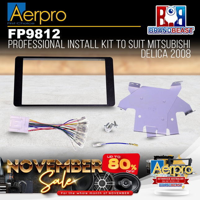 Aerpro FP9812 Kanatechs 2DIN Install Kit Suit Mitsubishi Delica 2008 - 2019