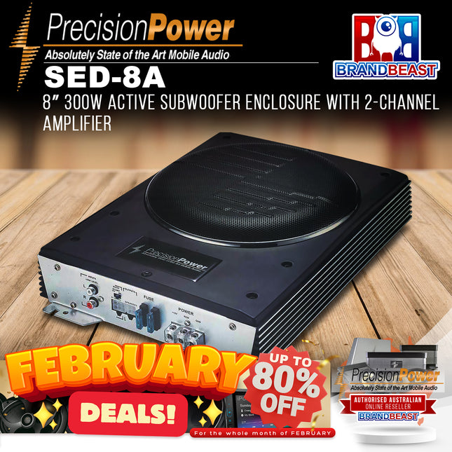 Precision Power SED-8A 8" 300W Active Subwoofer Enclosure with 2-Channel Amplifier