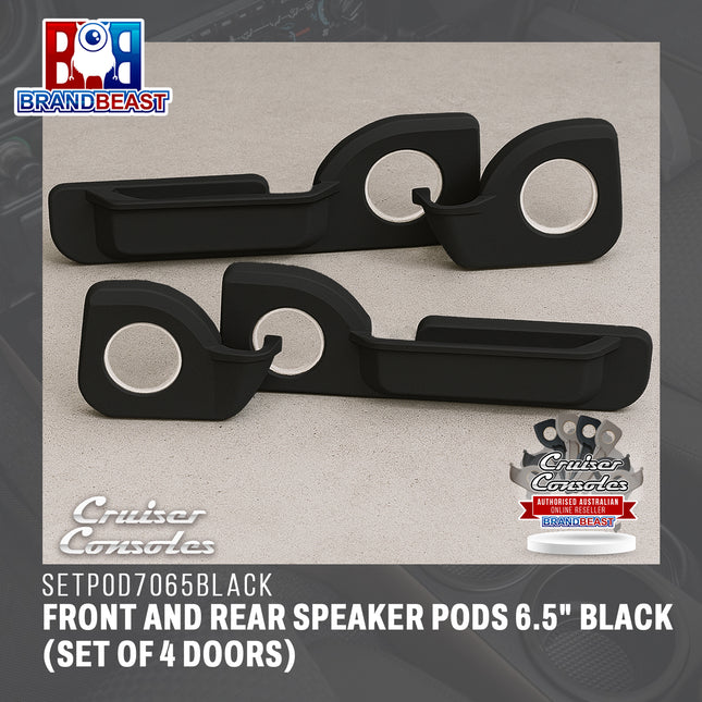 Cruiser Consoles Front and Rear Speaker Pods 6.5" Black (Set of 4 Doors) | SETPOD7065BLACK