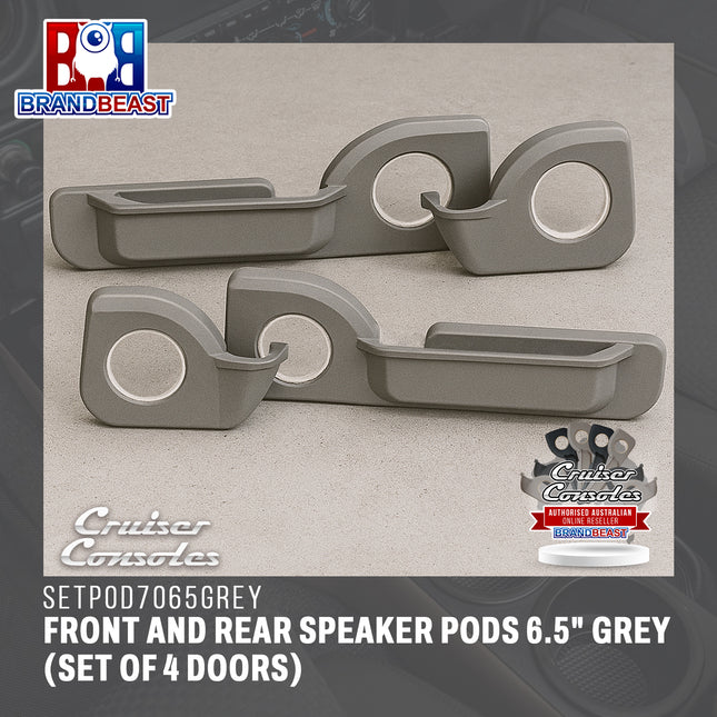 Cruiser Consoles Front and Rear Speaker Pods 6.5" Grey (Set of 4 Doors) | SETPOD7065GREY