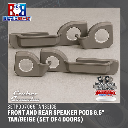 Cruiser Consoles Front and Rear Speaker Pods 6.5" Tan/Beige (Set of 4 Doors) | SETPOD7065TANBEIGE