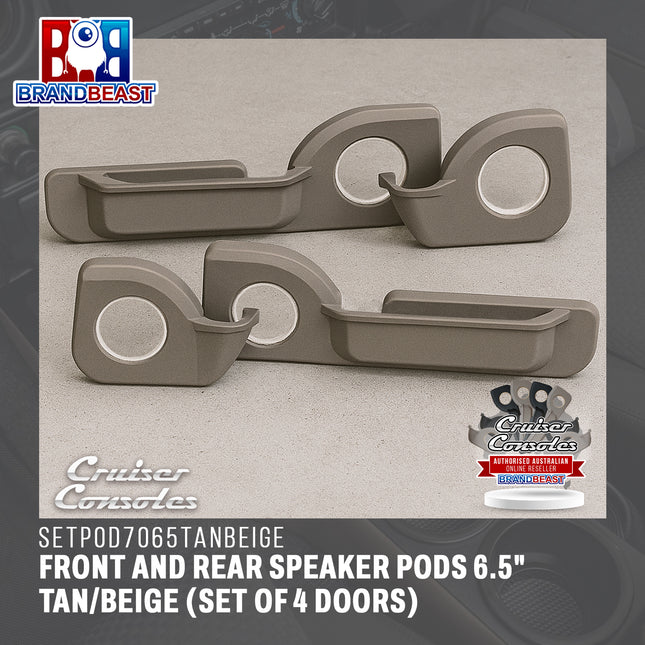 Cruiser Consoles Front and Rear Speaker Pods 6.5" Tan/Beige (Set of 4 Doors) | SETPOD7065TANBEIGE