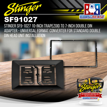 STINGER SF9-1027 10-Inch Trapezoid to 7-Inch Double DIN Adapter - Universal Format Converter for Standard Double DIN Head Unit Installation